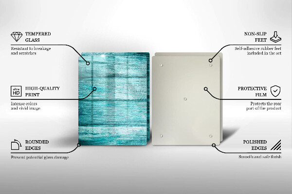 Glas Herdabdeckplatte Vintage Holzbretter