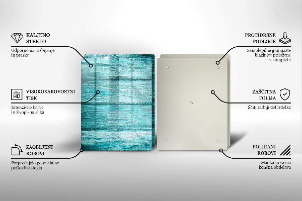 Glas Herdabdeckplatte Vintage Holzbretter