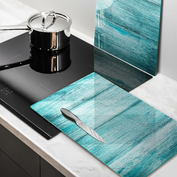 Glas Herdabdeckplatte Vintage Holzbretter