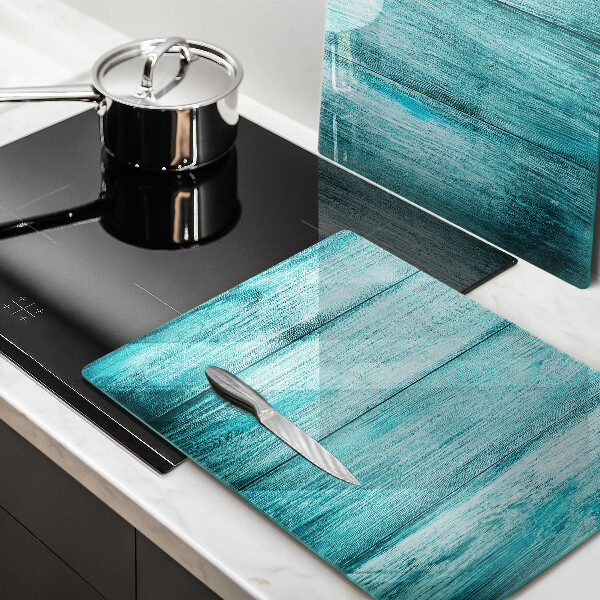 Glas Herdabdeckplatte Vintage Holzbretter