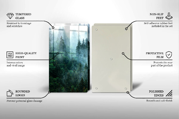 Glas Herdabdeckplatte Wald im Nebel