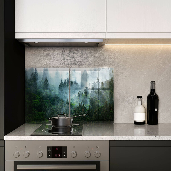 Glas Herdabdeckplatte Wald im Nebel