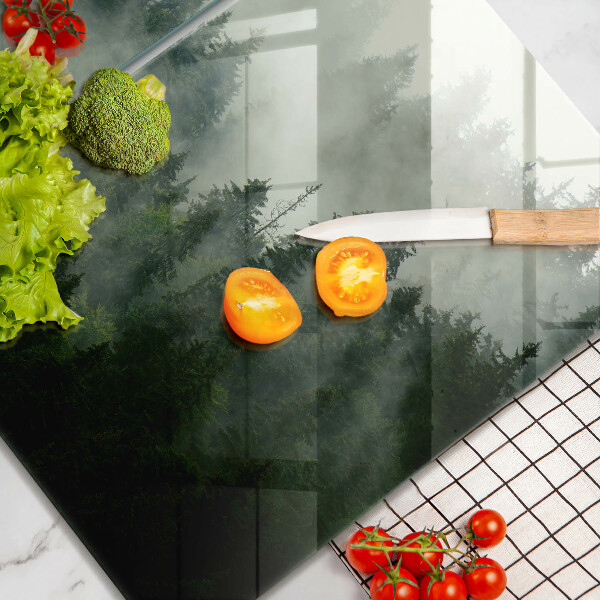 Glas Herdabdeckplatte Nebelige Waldlandschaft