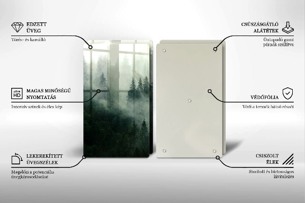 Glas Herdabdeckplatte Nebelige Waldlandschaft