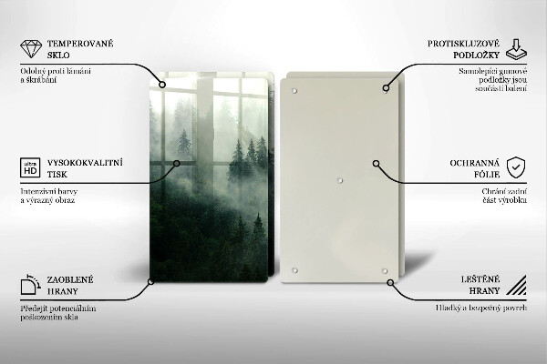 Glas Herdabdeckplatte Nebelige Waldlandschaft