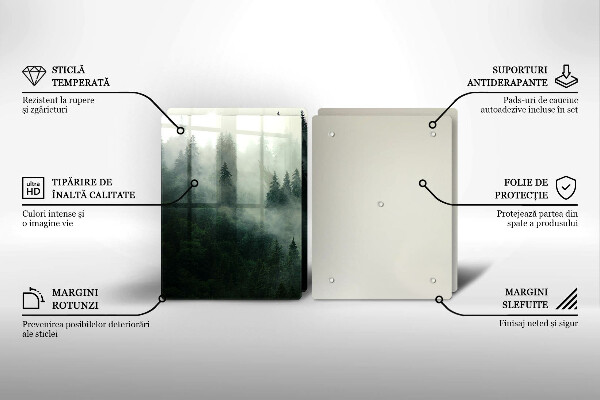 Glas Herdabdeckplatte Nebelige Waldlandschaft