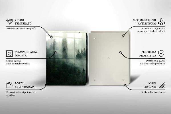 Glas Herdabdeckplatte Nebelige Waldlandschaft
