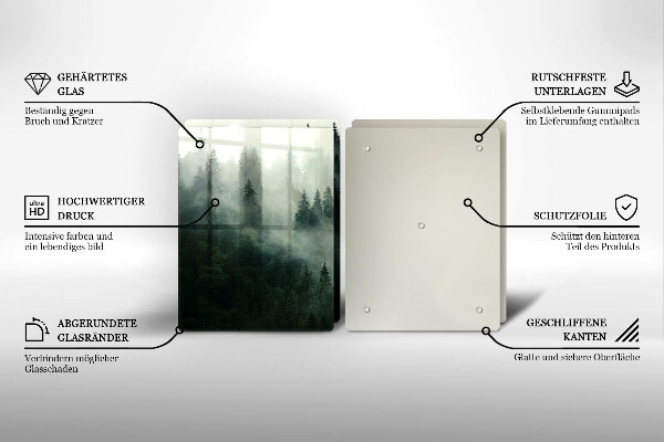 Glas Herdabdeckplatte Nebelige Waldlandschaft