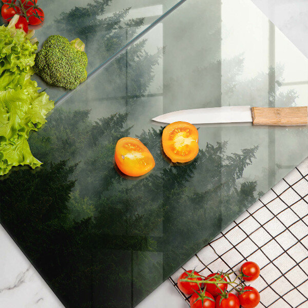 Glas Herdabdeckplatte Nebelige Waldlandschaft