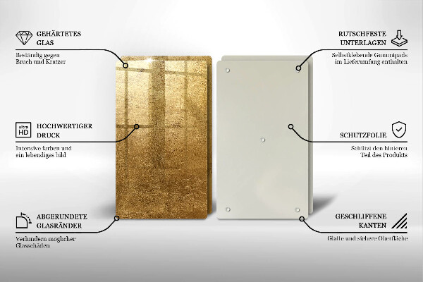 Glas Herdabdeckplatte Goldbeschaffenheitshintergrund