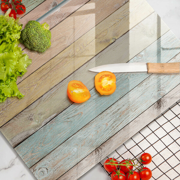 Glas Herdabdeckplatte Bunte Vintage-Bretter