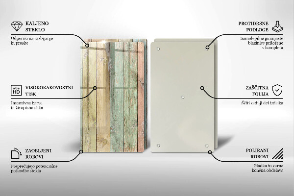 Glas Herdabdeckplatte Bunte Vintage-Bretter