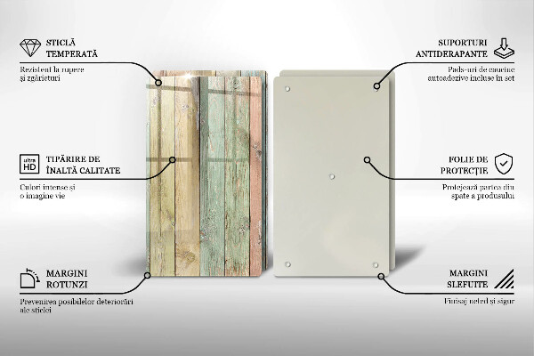 Glas Herdabdeckplatte Bunte Vintage-Bretter