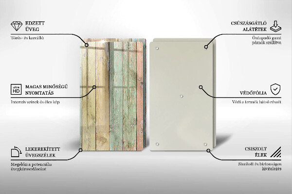 Glas Herdabdeckplatte Bunte Vintage-Bretter