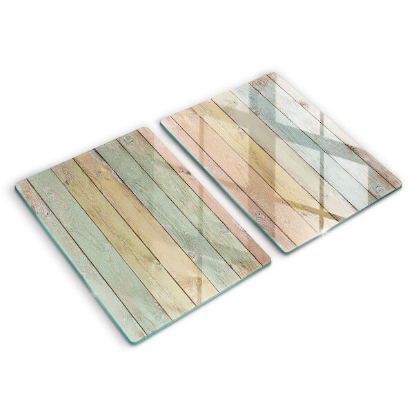 Glas Herdabdeckplatte Bunte Vintage-Bretter