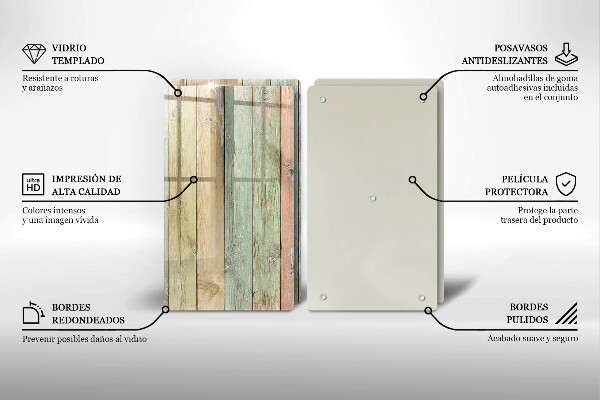 Glas Herdabdeckplatte Bunte Vintage-Bretter