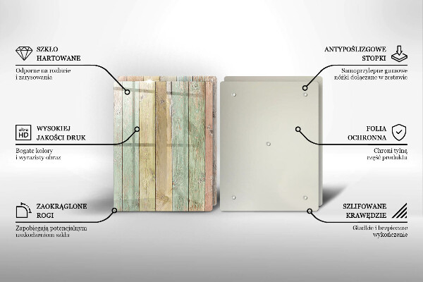 Glas Herdabdeckplatte Bunte Vintage-Bretter