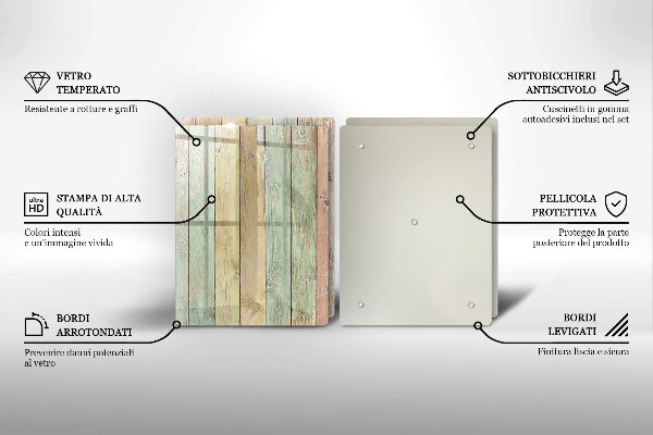 Glas Herdabdeckplatte Bunte Vintage-Bretter