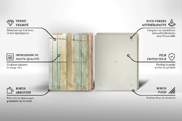Glas Herdabdeckplatte Bunte Vintage-Bretter