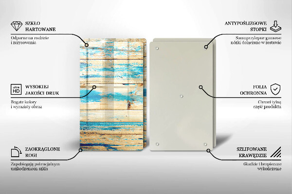 Glas Herdabdeckplatte Retro-Holzbretter