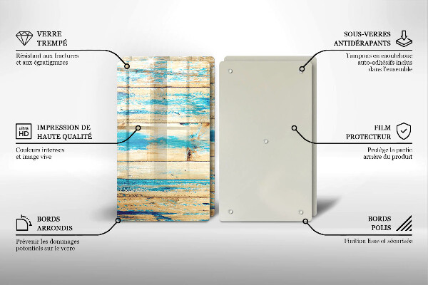 Glas Herdabdeckplatte Retro-Holzbretter