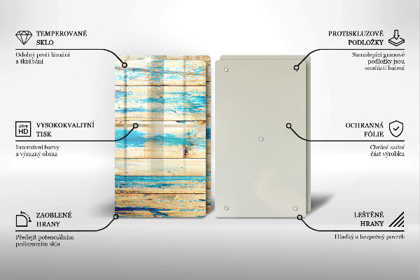 Glas Herdabdeckplatte Retro-Holzbretter