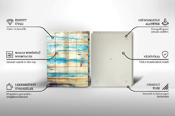 Glas Herdabdeckplatte Retro-Holzbretter