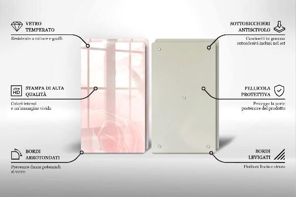 Glas Herdabdeckplatte Pastellrosen-Hintergrund