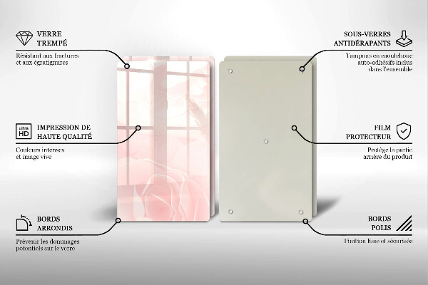 Glas Herdabdeckplatte Pastellrosen-Hintergrund