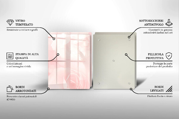 Glas Herdabdeckplatte Pastellrosen-Hintergrund