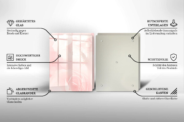 Glas Herdabdeckplatte Pastellrosen-Hintergrund