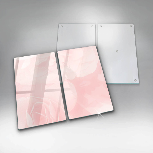 Glas Herdabdeckplatte Pastellrosen-Hintergrund