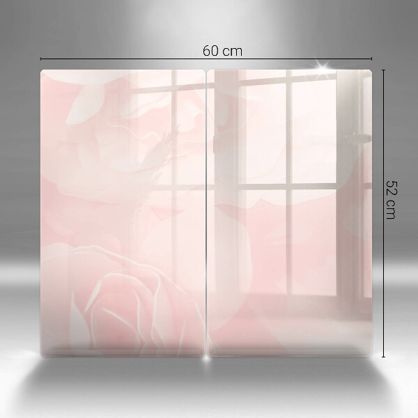 Glas Herdabdeckplatte Pastellrosen-Hintergrund