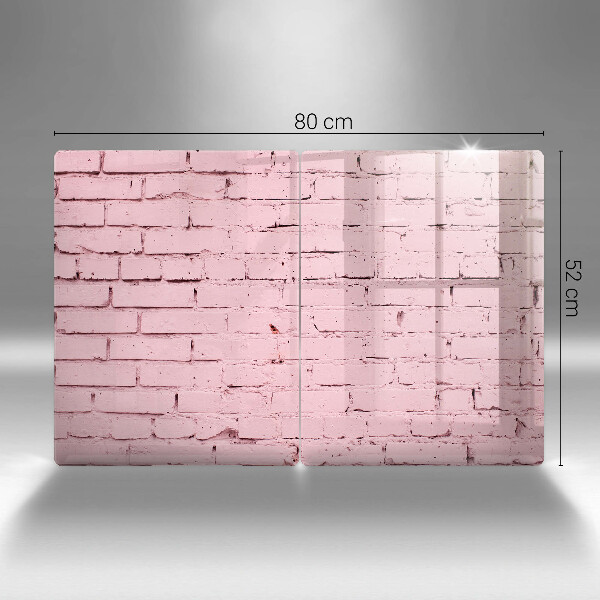 Glas Herdabdeckplatte Pastellfarbene Ziegelwand