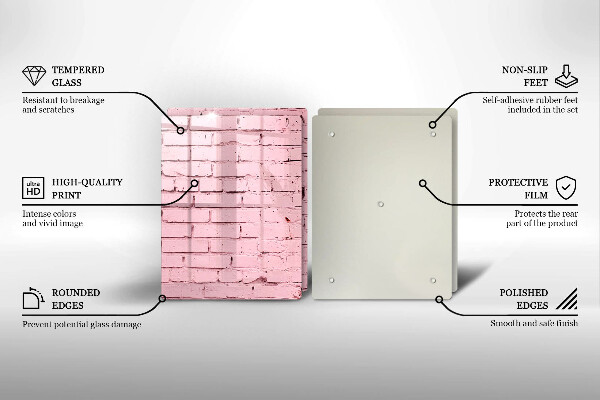 Glas Herdabdeckplatte Pastellfarbene Ziegelwand