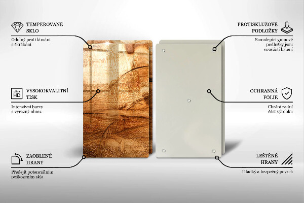 Glas Herdabdeckplatte Holzbrettstruktur