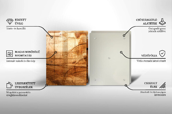 Glas Herdabdeckplatte Holzbrettstruktur
