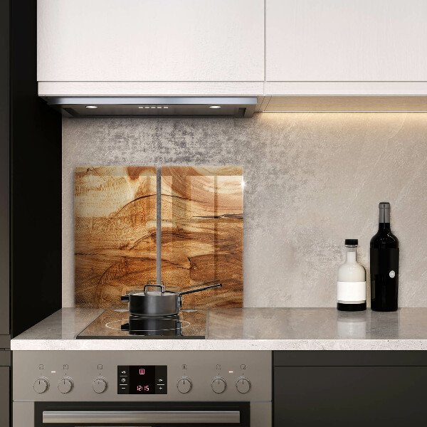 Glas Herdabdeckplatte Holzbrettstruktur