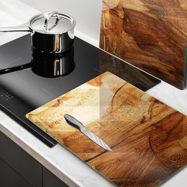 Glas Herdabdeckplatte Holzbrettstruktur