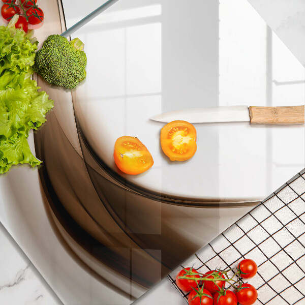 Glas Herdabdeckplatte Abstrakte braune Linien