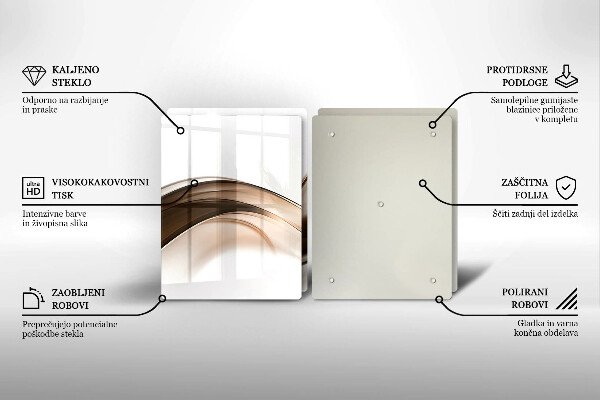 Glas Herdabdeckplatte Abstrakte braune Linien