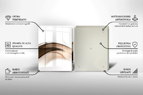 Glas Herdabdeckplatte Abstrakte braune Linien
