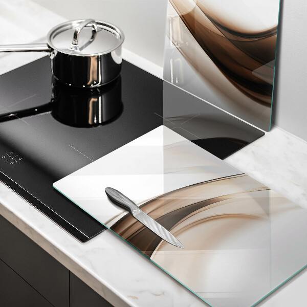 Glas Herdabdeckplatte Abstrakte braune Linien