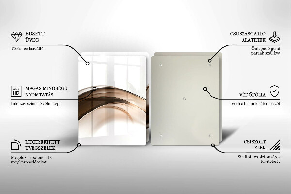 Glas Herdabdeckplatte Abstrakte braune Linien