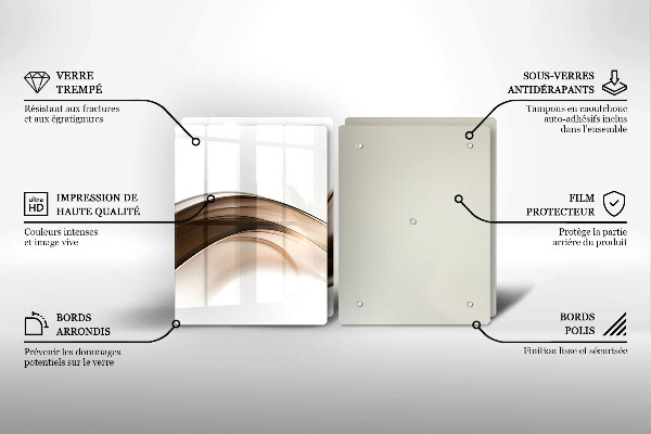 Glas Herdabdeckplatte Abstrakte braune Linien