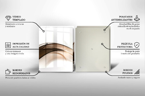 Glas Herdabdeckplatte Abstrakte braune Linien
