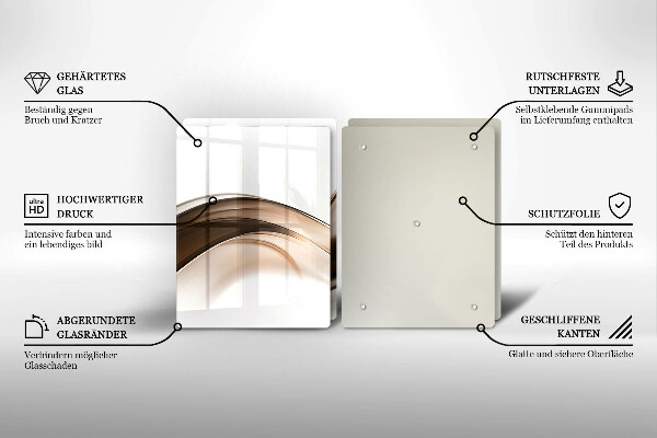 Glas Herdabdeckplatte Abstrakte braune Linien