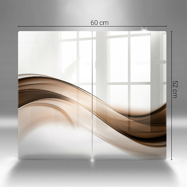 Glas Herdabdeckplatte Abstrakte braune Linien