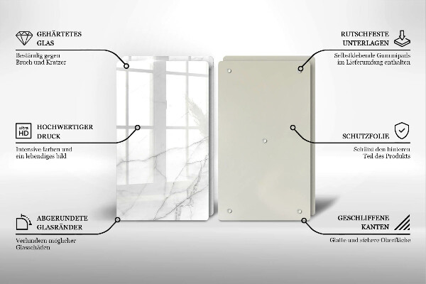 Glas Herdabdeckplatte Marmorsteinhintergrund