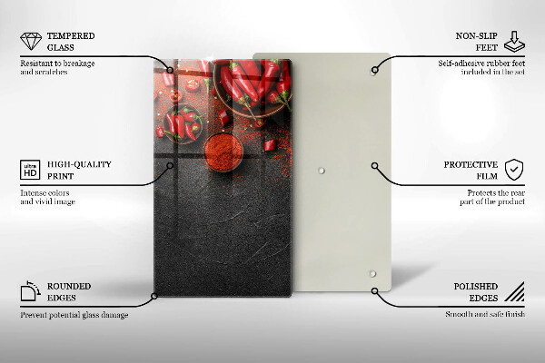 Glas Ceranfeldabdeckung Spritzschutz Rote Chilischoten